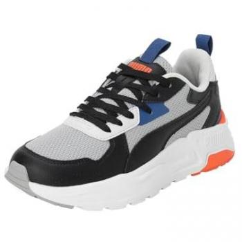 Zapatillas Puma Trinity Lite Jr Gris Negro de Niño, tipo: Running, características: ligeras, cómodas, diseño moderno, suela con buena tracción, material transpirable