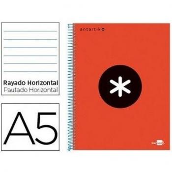 bloc espiral liderpapel a5 micro antartik tapa forrada 120 h 100g horizontal 5 bandas 6 taladros color rojo