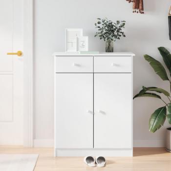 Zapatero alto blanco de madera maciza de pino 77x35x96 cm