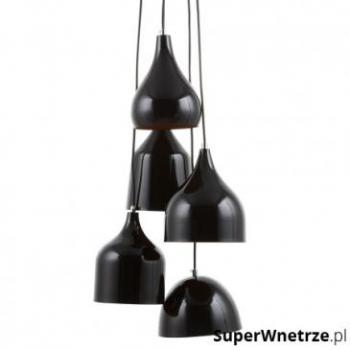 Lámpara Colgante Moderna de 5 Luces en Metal Negro y Naranja Savio
