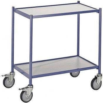 Mesa Rodante Eurokraft Pro 614496, Capacidad de Carga Máx 150 kg, 2 Niveles, 4 Ruedas Giratorias (2 con Doble Freno)