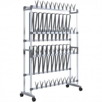 Silver Shoe Rack with Wheels 89x27x120 cm
