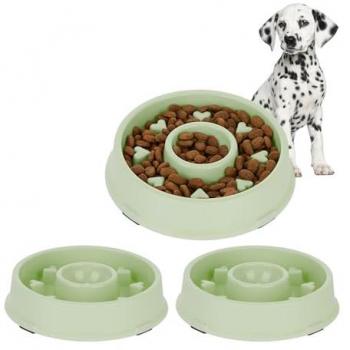10 Comederos Antivoracidad para Perros Verde 500ml, Diseño Corazones, Apto Lavavajillas, Comer Lento