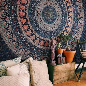 Tapiz regalo tapices hippie elefante Mandala bohemio psicodélico intrincado indio colgante de pared ropa de cama colcha