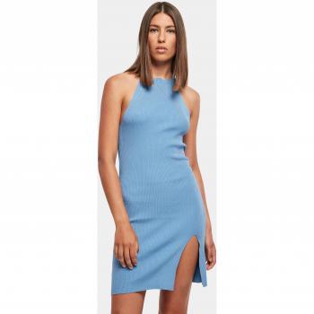Ribbed Knit Neckholder Dress for Women in Horizon Blue