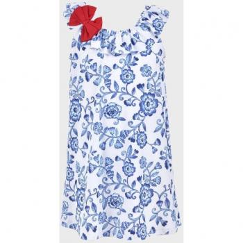 Vestido de bebé niña con estampado de flores azul