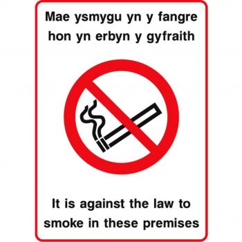 Prohibido fumar galés Instrucción No fumadores