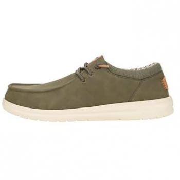 Zapatos de Cordones HeyDude Paul Classic para Hombre en Nobuk Sintético Verde, Talla 45, Estilo Casual