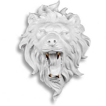 Escultura de Resina 'Cabeza de León' en Color Blanco