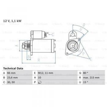 Motor de Arranque Bosch 986024010, tipo: motor de arranque, características: marca Bosch, número de pieza 0 986 024 010