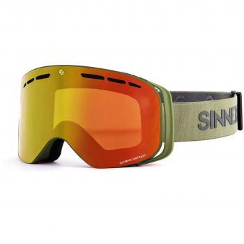 Sinner Olympia+ Unisex Ski Goggles - Matte Moss Green with Double Orange Contrast Lenses