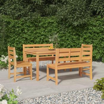 Juego de comedor para jardín 5 piezas de teca de madera maciza