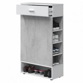 Zapatero multiusos Miroytengo 1 cajón + estantes color blanco y cemento, dimensiones 119x67x28 cm, ideal para habitación, vestidor o entrada