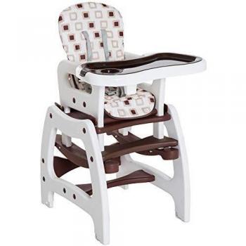 HOMCOM Trona para Bebé Multifuncional Convertible en Silla Mecedora y Silla+Mesa con Cinturón de Seguridad