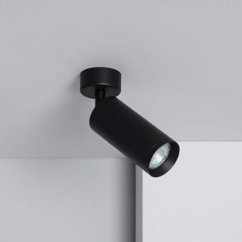 Foco Portalámparas de Aluminio Negro para Bombillas GU10 Cuarzo