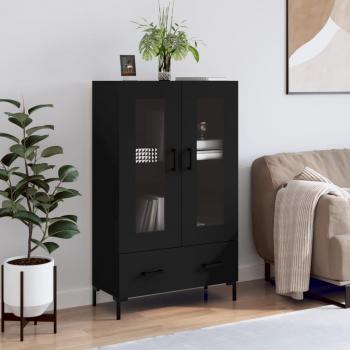 Aparador alto negro de madera multicapa de ingeniería 69,5x31x115 cm