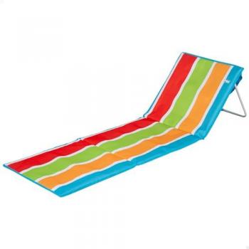 Esterilla de Playa Acolchada con Respaldo Reclinable Aktive, 155x52x40 cm, Multicolor a Rayas, Soporta 110 kg, Estructura de Acero, Tejido Oxford