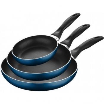 San Ignacio Paradise Juego de 3 Sartenes Aluminio Prensado, Antiadherente, Azul, 16/20/24 cm