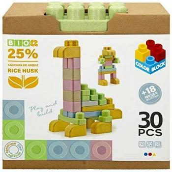 ColorBaby - Construcciones para niños, Juego construcción 30 piezas, Juguete ecológico de arroz Bio, Bloques construcción bebés 18 meses, Juguetes para niños 1 año, Juguetes primera infancia