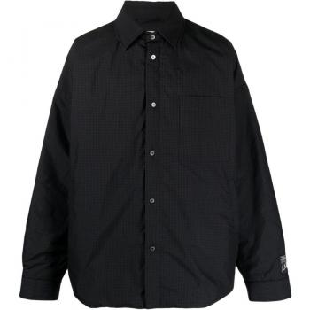 AMBUSH Men's Black Gingham-Check Padded Shirt Jacket | Size Large | BMES001F23FAB001