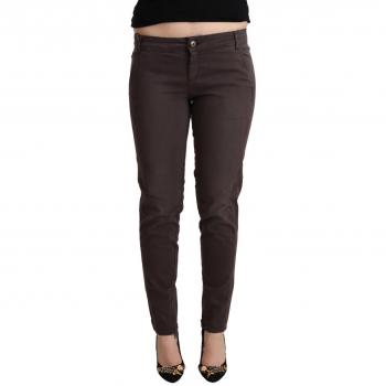 Ermanno Scervino Brown Cotton Low Waist Slim Fit Pants - W29, Slim-fit Trousers, female, Size: W29