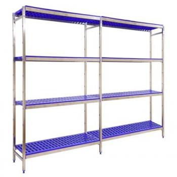 Estantería de acero inoxidable Simoninox 4PP/1600x2490x500 - 8425437075100 - Simon Rack, capacidad de 180 kg de punto de flexión, con 4 estantes, ideal para uso