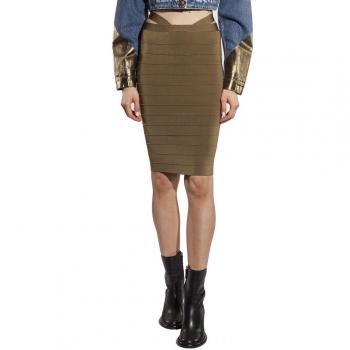 PINKO Embroidered Pencil Skirt - Army Viscose Skirt - XS