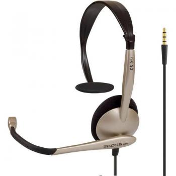 Koss CS95i Auriculares con Cable y Micrófono con Cancelación de Ruido, Cascos de Diadema Monoaurales Ajustables para Videoconferencia, Oficina, Call Center, Comunicación en Zoom