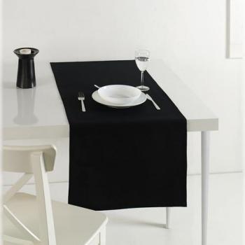 Camino de Mesa Negro 50x170cm de Algodón y Poliéster Antirarrugas