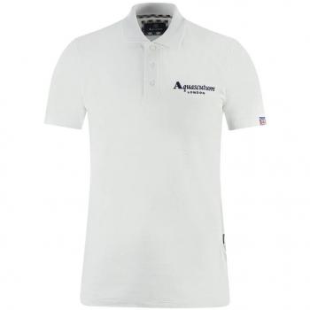 Aquascutum White Cotton Polo Shirt - L, Male, Size: L, Contrasting Logo