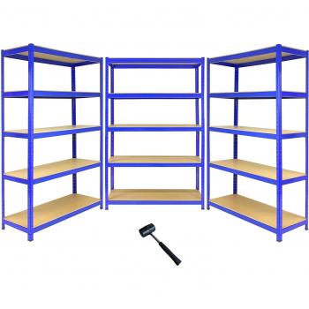 Pack de 3 Estanterías T-Rax de Acero Sin Tornillos Azules 120cm x 45cm x 180cm