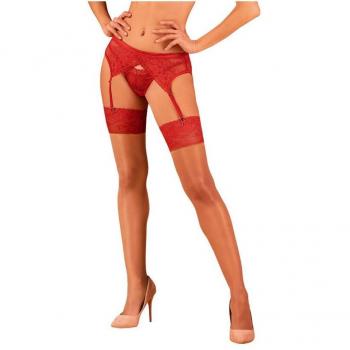 Medias De Encaje Rojo Obsessive LaceLove Talla XS/S - Elegancia y Seducción
