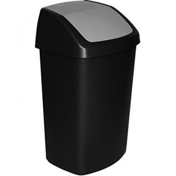 CURVER 229390 Cubo de Basura con Tapa basculante de plástico, 40,6 x 66,8 x 34 cm, 50 l, Negro y Gris