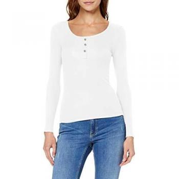 Only ONLVERONIKA L/S DNM tee Camiseta de Manga Larga, Blanco