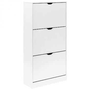 Zapatero Slim Rebecca Mobili, 3 Puertas, MDF Blanco, Ahorra Espacio, Capacidad para 12 Pares - Medidas: 119 x 60 x 23 cm