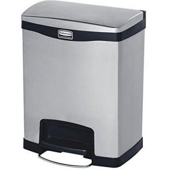 Rubbermaid Commercial Products 1901985 Contenedor con Pedal Frontal, Metal, Capacidad de 30 L, Negro