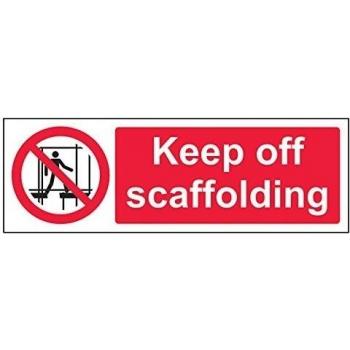 vsafety 52008 ax-sKeep off andamios prohibición acceso señal, autoadhesivos, paisaje, 300 mm x 100 mm, Negro/Rojo