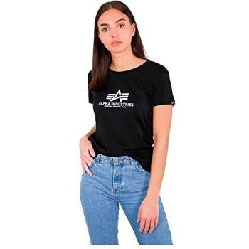 Camiseta mujer Alpha Industries New Basic, negra, talla S, 100% algodón