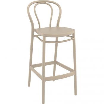 Victor Polypropylene Indoor and Outdoor Bar Stool - Taupe
