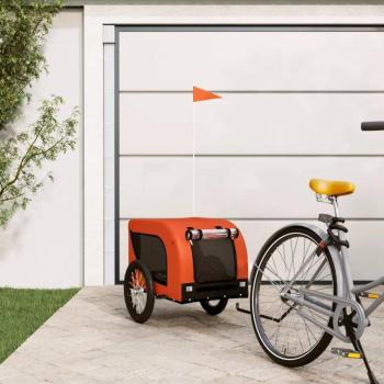 vidaXL Pet Bike Trailer - Orange and Black, Oxford Fabric and Iron