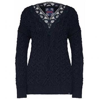 Superdry Lannah Vee - Chaqueta de Punto para Mujer Azul Marino 34 ES Regular