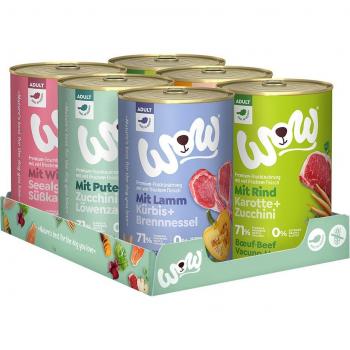WOW Multipack 6 x 400 g - Pack mixto de comida húmeda para perros (5 variedades)