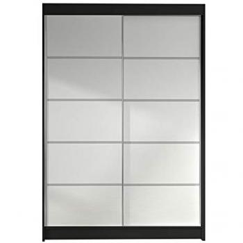 Armario Corredero Atlanta 150, Blanco y Negro, 200x120x58cm, con 5 Estantes