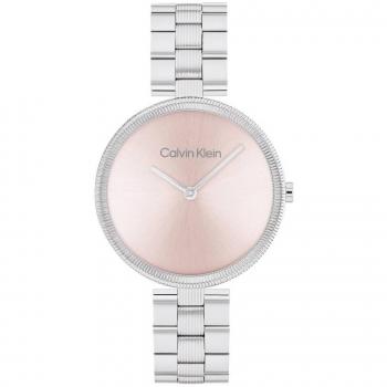 Reloj de mujer Calvin Klein Gleam 25100015 de acero inoxidable con esfera plateada, correa de acero, resistencia al agua hasta 30 metros y diseño elegante
