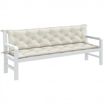 Garden Bench Cushions Set of 2 Melange Cream Fabric 200x50x7 cm
