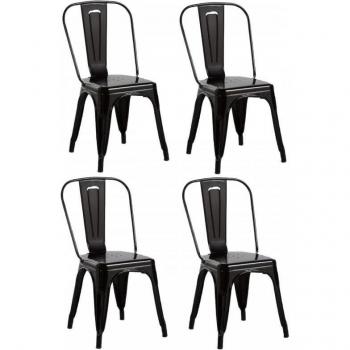 Pack 4 Sillas Industriales Negras Strong 45x54x85cm Thinia Home