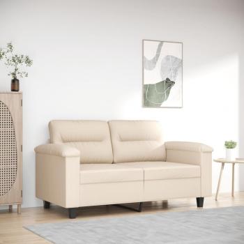 Sofá de 2 Plazas Beige 120 cm en Tela de Microfibra