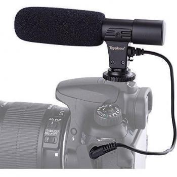 teyeleec mic-01 Digital Video DV cámara/grabación de escopeta estéreo micrófono de estudio profesional para Canon, Nikon, Pentax, Olympus, Panasonic Cámara réflex digital + Batería CR2