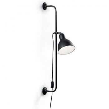 Aplique negro SHOWER 1 bombilla con interruptor y enchufe, lámpara de pared de diseño moderno
