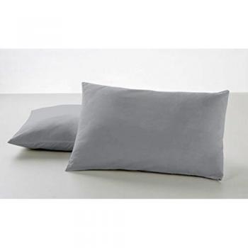 ESTELA - Funda de Almohada Combi Liso Color Perla - 2 Piezas de 50x80 cm - 50% Algodón-50% Poliéster - 144 Hilos